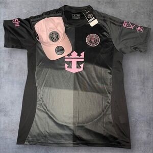 Inter Miami Black Jersey Messi #10 Size XL + Pink Hat NWT